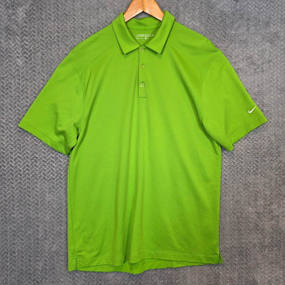 Nike Golf Dri-FIT Polo Shirt Mens Large Lime Green Short Sleeve Mesh 56323-05553